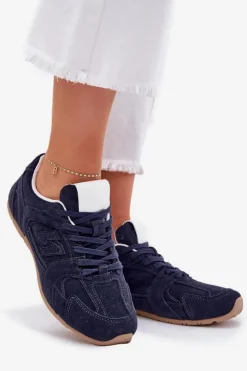 Damskie Boto Buty Sportowe Damskie Z Eko Zamszu Granatowe Dorella