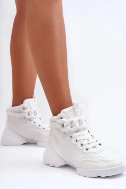 Boto Sneakersy Damskie*Buty Sportowe Damskie Zamszowe Z Łańcuchem Białe Tymagio