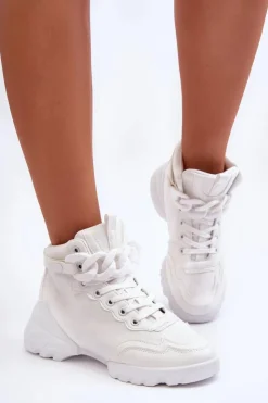Boto Sneakersy Damskie*Buty Sportowe Damskie Zamszowe Z Łańcuchem Białe Tymagio