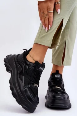 Damskie GOE Buty Sportowe Na Masywnej Platformie LL2N4030 Czarne