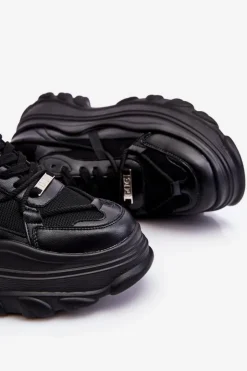 Damskie GOE Buty Sportowe Na Masywnej Platformie LL2N4030 Czarne