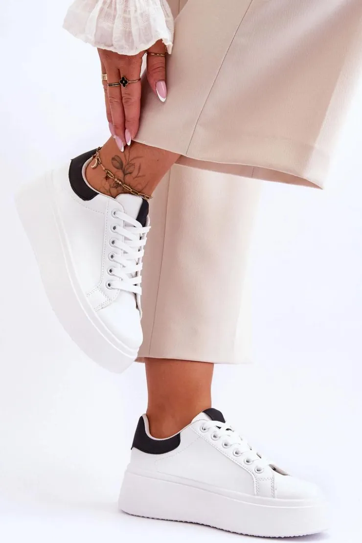 Clearance Boto Buty Sportowe Na Masywnej Platformie Biało-Czarne Boneti