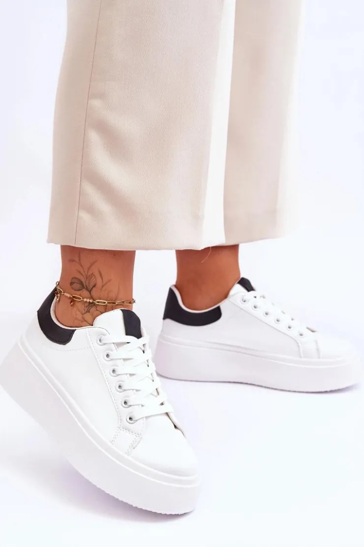 Clearance Boto Buty Sportowe Na Masywnej Platformie Biało-Czarne Boneti