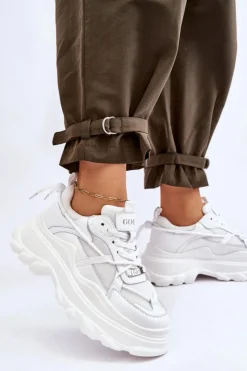 Best GOE Buty Sportowe Na Masywnej Platformie LL2N4029 Białe