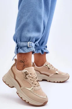 Hot Boto Buty Sportowe Na Płaskim Obcasie I Platformie Beżowe Icons