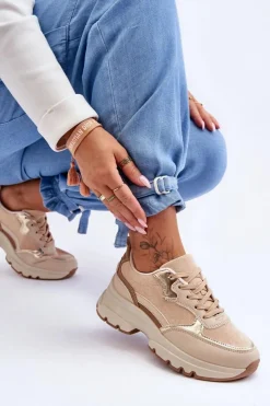 Hot Boto Buty Sportowe Na Płaskim Obcasie I Platformie Beżowe Icons