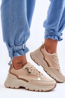 Hot Boto Buty Sportowe Na Płaskim Obcasie I Platformie Beżowe Icons