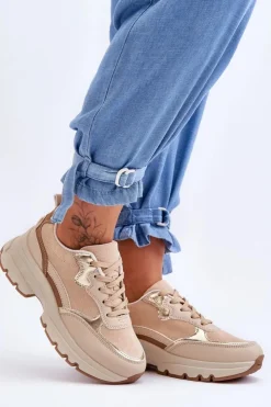 Hot Boto Buty Sportowe Na Płaskim Obcasie I Platformie Beżowe Icons