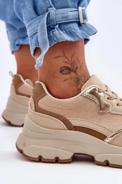 Hot Boto Buty Sportowe Na Płaskim Obcasie I Platformie Beżowe Icons