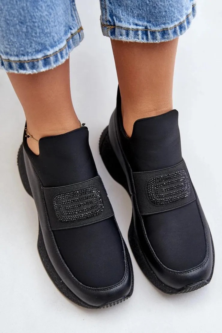 Clearance Artiker Buty Sportowe Na Platformie Skórzane Czarne 55C0035