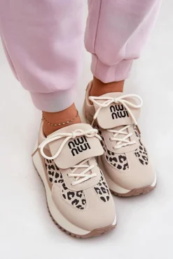 Boto Buty Sportowe Na Platformie|Sneakersy Damskie*Buty Sportowe Sneakersy Damskie Na Platformie Panterka Beżowe Pumbes Beżowy