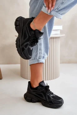 Damskie Boto Buty Sportowe Sneakersy Damskie Czarne Timoci