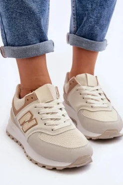 New Boto Buty Sportowe Sneakersy Damskie Beżowe Alettesa
