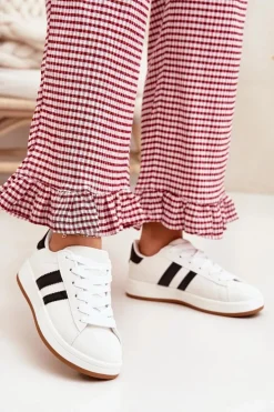 Discount Boto Buty Sportowe Sneakersy Damskie Z Eko Skóry Białe Ravina