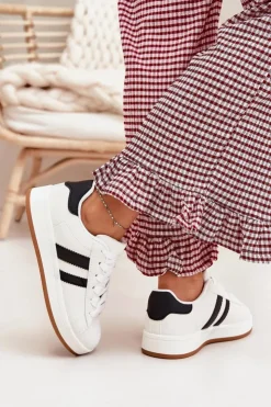 Discount Boto Buty Sportowe Sneakersy Damskie Z Eko Skóry Białe Ravina