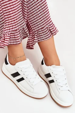 Discount Boto Buty Sportowe Sneakersy Damskie Z Eko Skóry Białe Ravina