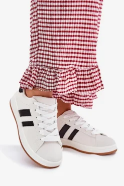 Discount Boto Buty Sportowe Sneakersy Damskie Z Eko Skóry Białe Ravina