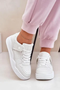 Clearance Evento Buty Sportowe Sneakersy Damskie Z Eko Skóry Białe Telisiria