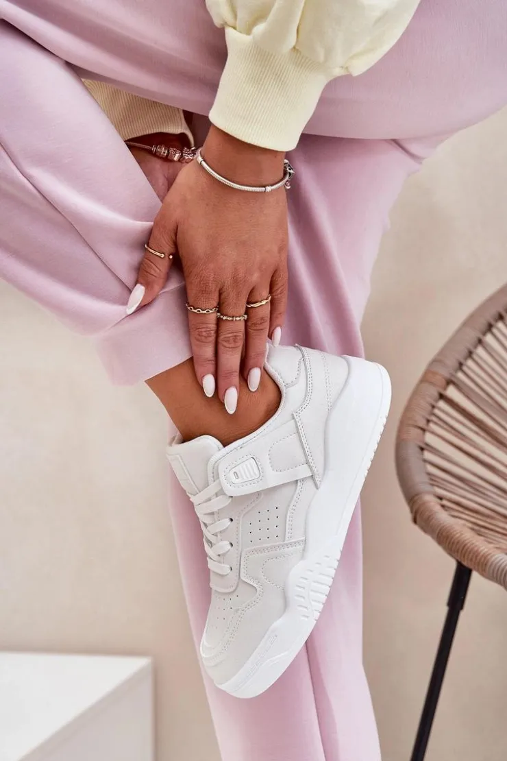 Clearance Evento Buty Sportowe Sneakersy Damskie Z Eko Skóry Białe Telisiria