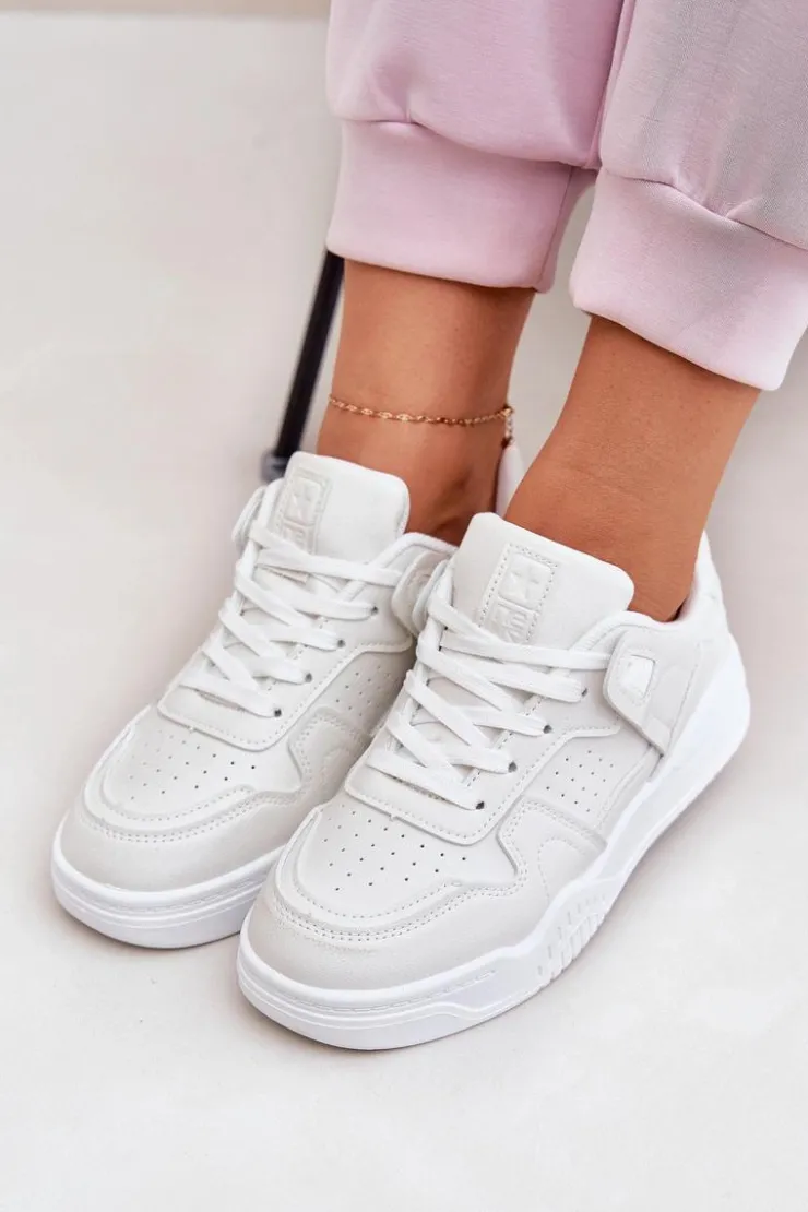 Clearance Evento Buty Sportowe Sneakersy Damskie Z Eko Skóry Białe Telisiria
