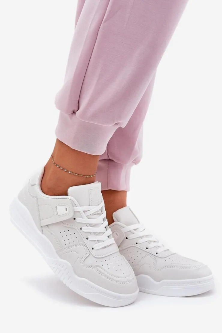 Clearance Evento Buty Sportowe Sneakersy Damskie Z Eko Skóry Białe Telisiria