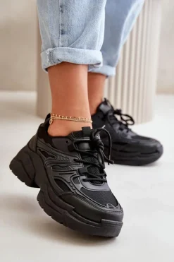 Online Boto Buty Sportowe Sneakersy Damskie Na Masywnej Podeszwie Czarne Lerista