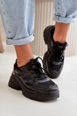Online Boto Buty Sportowe Sneakersy Damskie Na Masywnej Podeszwie Czarne Lerista
