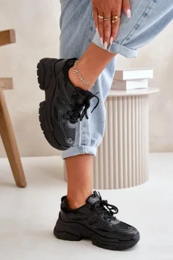 Online Boto Buty Sportowe Sneakersy Damskie Na Masywnej Podeszwie Czarne Lerista