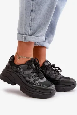Online Boto Buty Sportowe Sneakersy Damskie Na Masywnej Podeszwie Czarne Lerista
