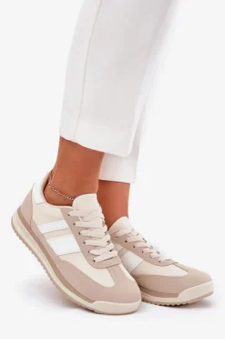 Online Boto Buty Sportowe Sneakersy Damskie Panterka Beżowe Galabis