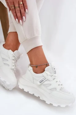 Discount Boto Buty Sportowe Sneakersy Damskie Na Grubej Podeszwie Białe Prononice Biały