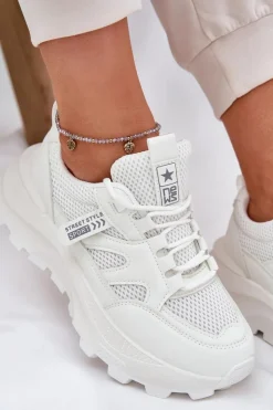 Discount Boto Buty Sportowe Sneakersy Damskie Na Grubej Podeszwie Białe Prononice Biały
