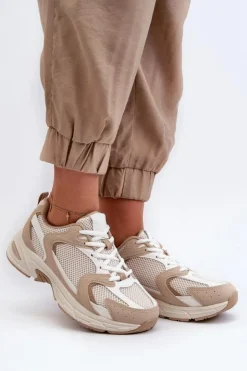 New Boto Buty Sportowe Sneakersy Damskie Beżowe Kildia