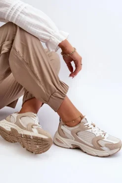 New Boto Buty Sportowe Sneakersy Damskie Beżowe Kildia