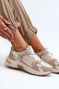 New Boto Buty Sportowe Sneakersy Damskie Beżowe Kildia