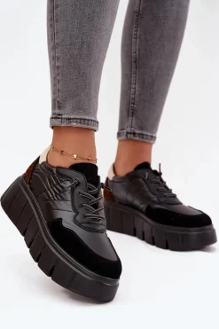 Damskie Buty damskie Vinceza Buty Sportowe Sneakersy Damskie Na Platformie Vinceza 58565 Czarne