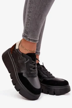 Damskie Buty damskie Vinceza Buty Sportowe Sneakersy Damskie Na Platformie Vinceza 58565 Czarne