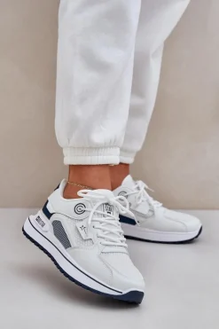 Outlet Big Star Shoes Buty Sportowe Sneakersy Damskie Big Star NN274A103 HI-POLY SYSTEM Biało-Granatowe