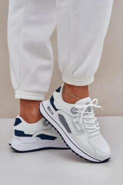 Outlet Big Star Shoes Buty Sportowe Sneakersy Damskie Big Star NN274A103 HI-POLY SYSTEM Biało-Granatowe