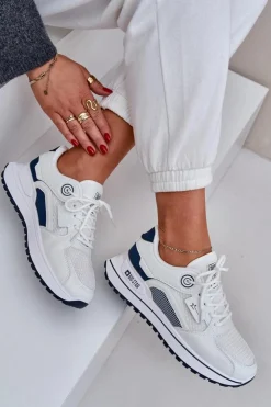 Outlet Big Star Shoes Buty Sportowe Sneakersy Damskie Big Star NN274A103 HI-POLY SYSTEM Biało-Granatowe