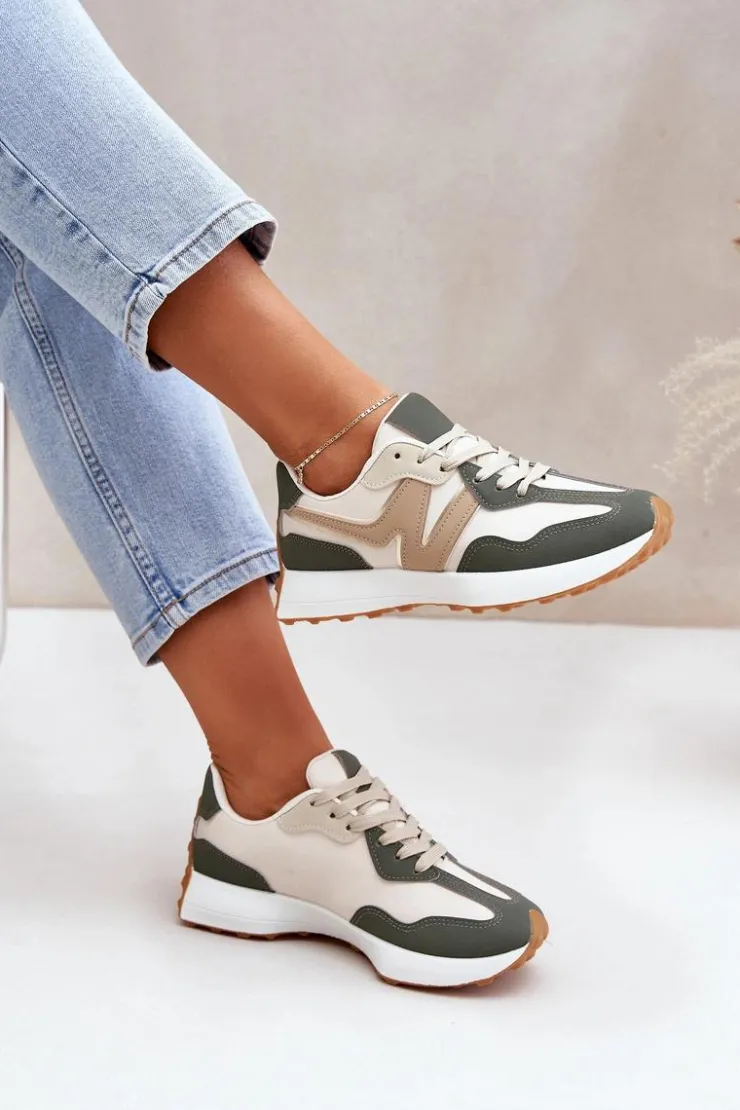 Damskie Boto Buty Sportowe Sneakersy Damskie Beżowo-Zielone Britma