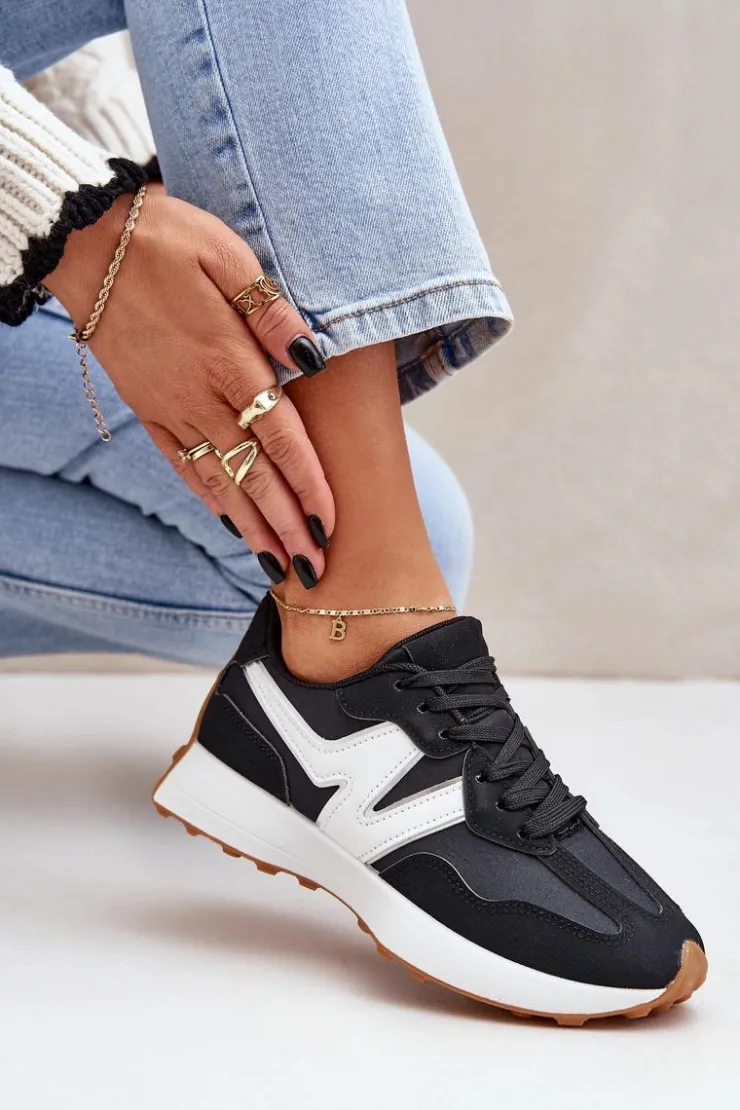 Online Boto Buty Sportowe Sneakersy Damskie Czarne Britma Czarny