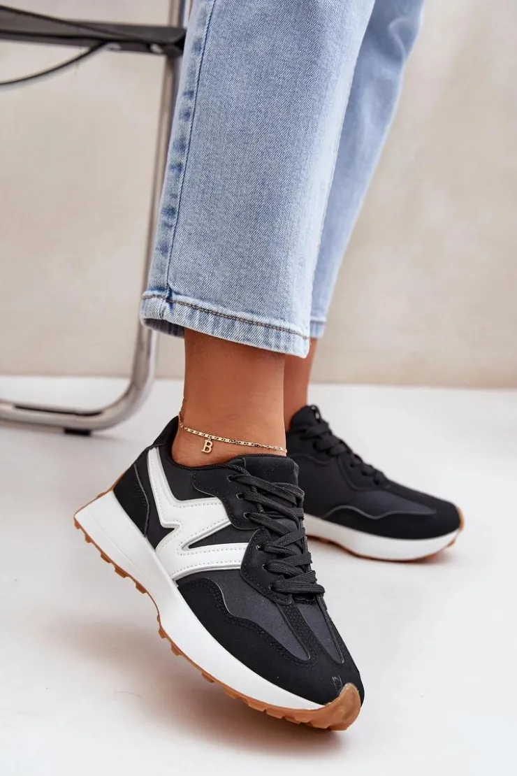 Online Boto Buty Sportowe Sneakersy Damskie Czarne Britma Czarny