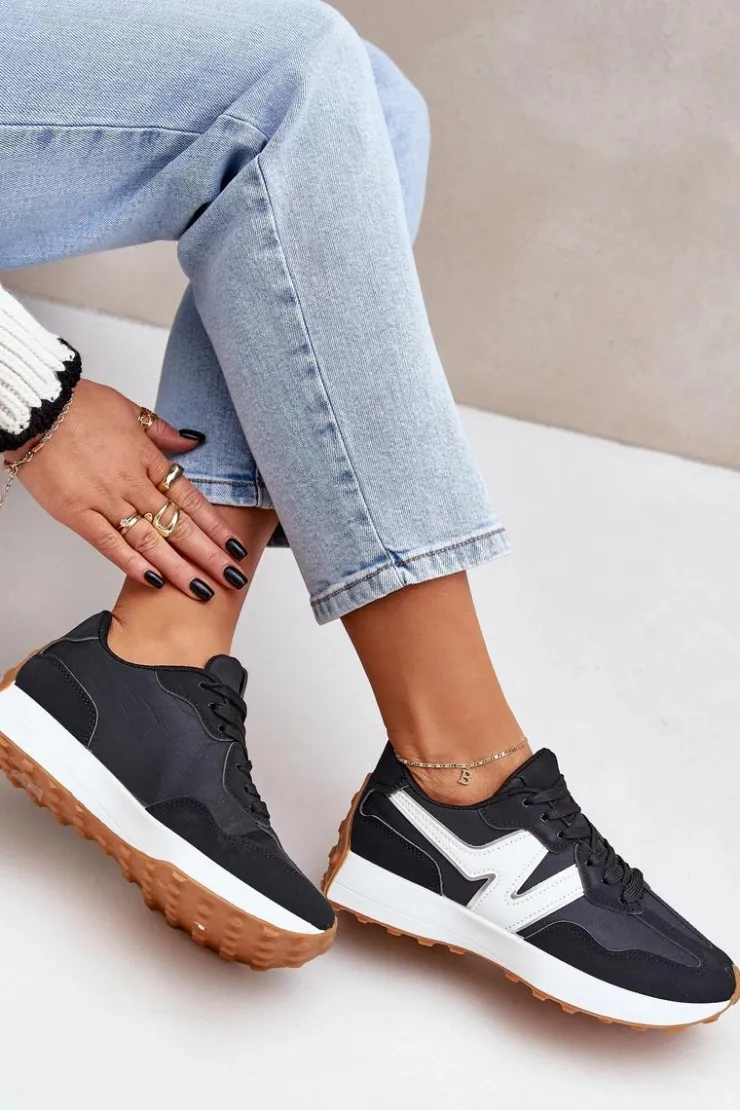 Online Boto Buty Sportowe Sneakersy Damskie Czarne Britma Czarny