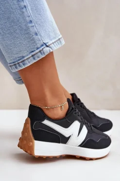 Online Boto Buty Sportowe Sneakersy Damskie Czarne Britma Czarny