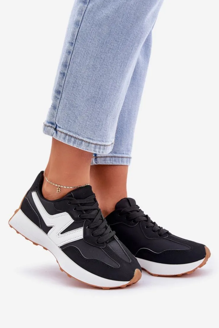 Online Boto Buty Sportowe Sneakersy Damskie Czarne Britma Czarny