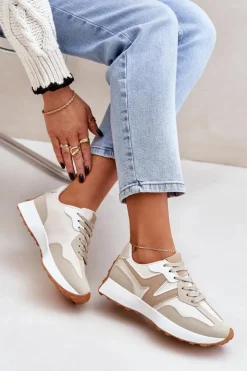 Damskie Boto Buty Sportowe Sneakersy Damskie Beżowe Britma