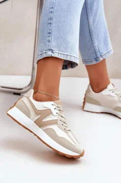 Damskie Boto Buty Sportowe Sneakersy Damskie Beżowe Britma