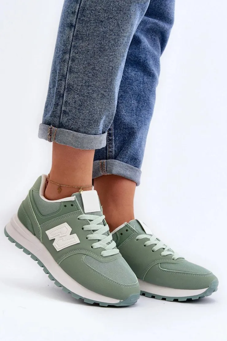 Boto Sneakersy Damskie*Buty Sportowe Sneakersy Damskie Zielone Lifari