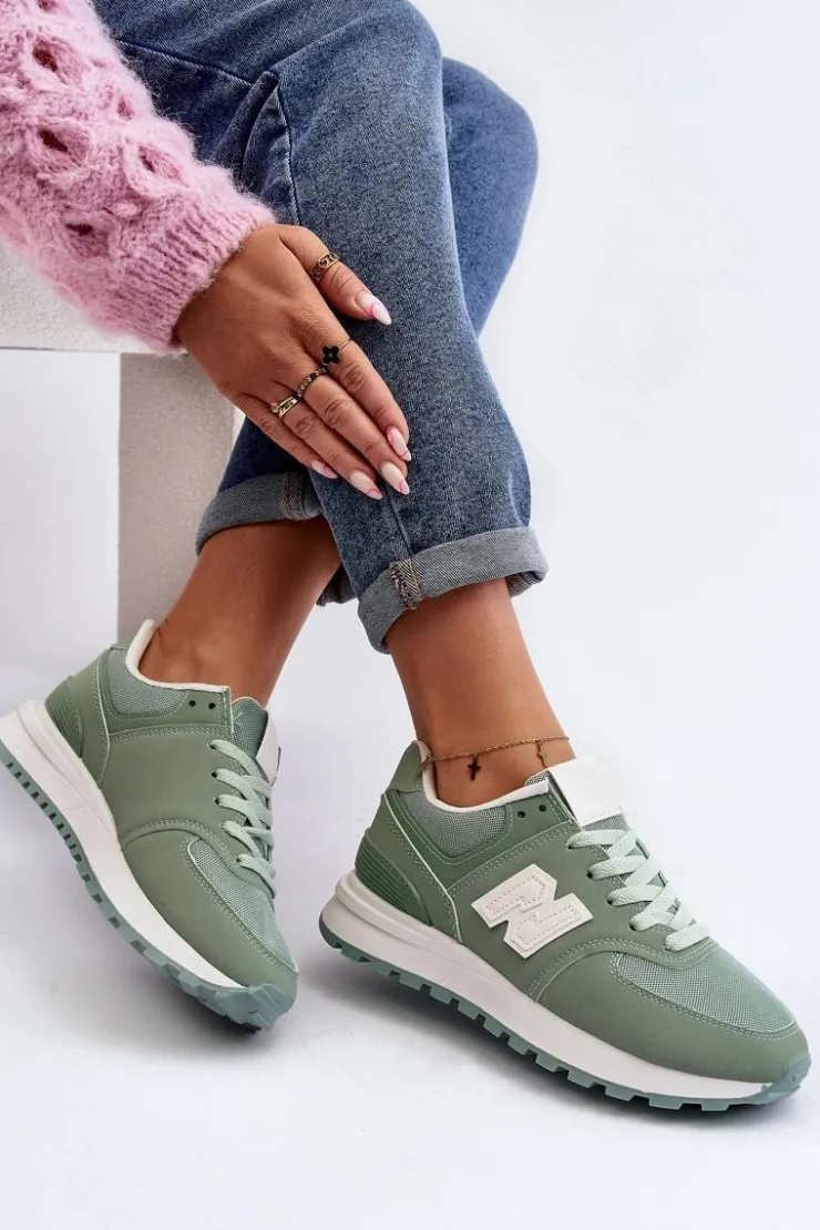 Boto Sneakersy Damskie*Buty Sportowe Sneakersy Damskie Zielone Lifari